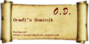 Ormós Dominik névjegykártya